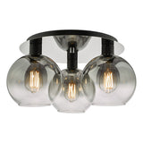 LYC5322 3 Light Flush Matt Black Smoked Ombre Glass