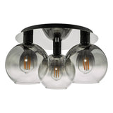 3 Light Flush Matt Black Smoked Ombre Glass