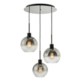 LYC8822 3 Light Cluster Pendant Matt Black Smoked Ombre Glass