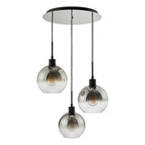 3 Light Cluster Pendant Matt Black Smoked Ombre Glass