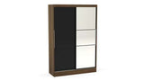 2 Door Sliding Wardrobe With Mirror Walnut & Black