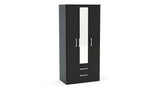 3 Door 2 Drawer Wardrobe With Mirror Black