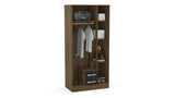 LYN3DCWBK 3 Door 2 Drawer Wardrobe With Mirror Walnut & Black