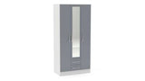 3 Door 2 Drawer Wardrobe With Mirror White & Grey