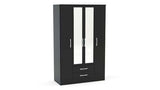 4 Door 2 Drawer Wardrobe With Mirror Black