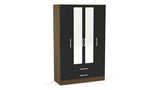 4 Door 2 Drawer Wardrobe With Mirror Walnut & Black