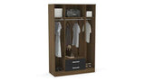 LYN4DCWBK 4 Door 2 Drawer Wardrobe With Mirror Walnut & Black