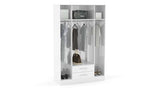 LYN4DCWHT 4 Door 2 Drawer Wardrobe With Mirror White