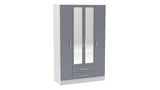 4 Door 2 Drawer Wardrobe With Mirror White & Grey