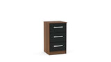 3 Drawer Bedside Walnut & Black