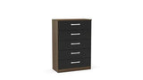 5 Drawer Chest Walnut & Black