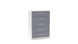 5 Drawer Chest White & Grey