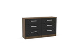 6 Drawer Chest Walnut & Black