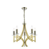 LYO0575 5 Light Armed Fitting Antique Brass Crystal