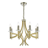 8 Light Armed Fitting Antique Brass Crystal