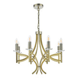 LYO0875 8 Light Armed Fitting Antique Brass Crystal