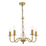 LYZ0545 5 Light Armed Fitting Aged Brass Ribbed Glass