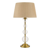 Table Lamp Aged Brass Ribbed Glass With Shade