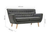 LOF3SGRY 3 Seater Sofa Grey