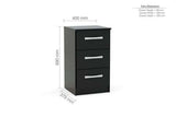 LYNBSBLK 3 Drawer Bedside Black