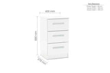 LYNBSWHT 3 Drawer Bedside White