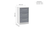 LYNBSWTG 3 Drawer Bedside White & Grey