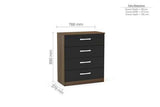 4 Drawer Chest Walnut & Black