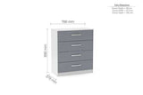 LYNCH4WTG 4 Drawer Chest White & Grey