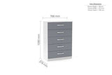 LYNCH5WTG 5 Drawer Chest White & Grey