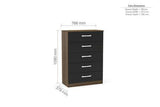 LYNCH5WBK 5 Drawer Chest Walnut & Black