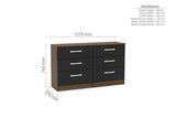 LYNCH6WBK 6 Drawer Chest Walnut & Black