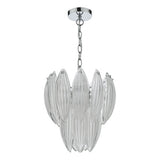 6 Light Pendant Polished Chrome Textured Glass
