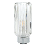 Touch Table Lamp Polished Chromed Ribbed Glass