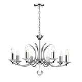 MED0850 8 Light Dual Mount Pendant K9 Crystal Polished Chrome