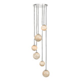 MIK0650 6 Light Cluster Pendant Marble Effect Glass & Polished Chrome
