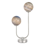2 Light Table Lamp Polished Chrome Planet Glass