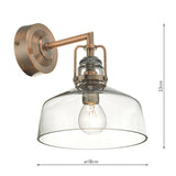 Wall Light Antique Copper Smoked Glass