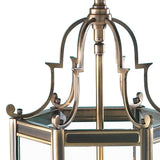 Hexagonal Hall Lantern Dual Mount Antique Brass
