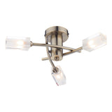 3 Light Semi Flush Antique Brass