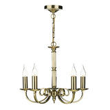 5 Light Dual Mount Pendant Antique Brass