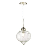 MYA0138 1 Light Single Pendant Polished Nickel Glass