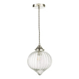 1 Light Single Pendant Polished Nickel Glass