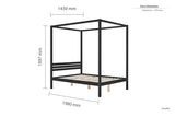 MRCB46BLK Four Poster Double Bed Black