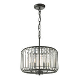NAE0322 3 Light Pendant Satin Black Crystal