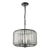 3 Light Pendant Satin Black Crystal