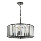 4 Light Pendant Satin Black Crystal