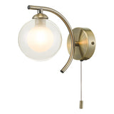 NAK0775-04 Wall Light Antique Brass With Clear/Opal Glass