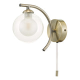Wall Light Antique Brass With Clear/Opal Glass