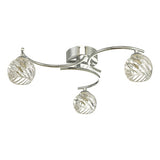 3 Light Semi Flush Polished Chrome With Twisted Open Glass