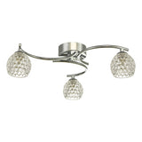 3 Light Semi Flush Polished Chrome With Dimpled Glass